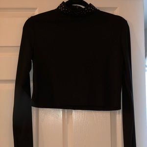 Embellished ribbed crop top